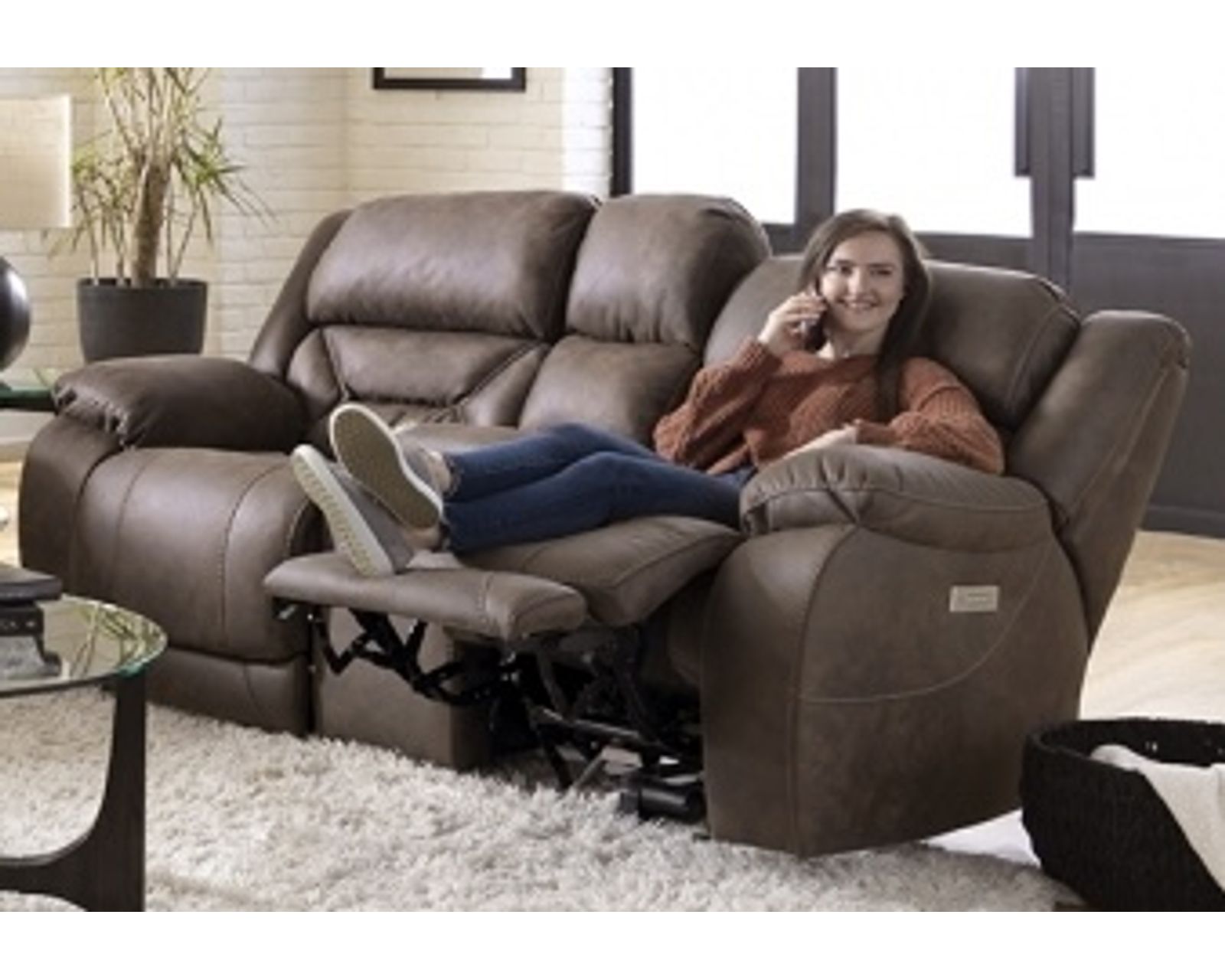 Oakley 89" Zero Gravity Triple Power Reclining Sofa Walnut (In stock) - Oakley Zero Gravity Triple Power Reclining Sofa
