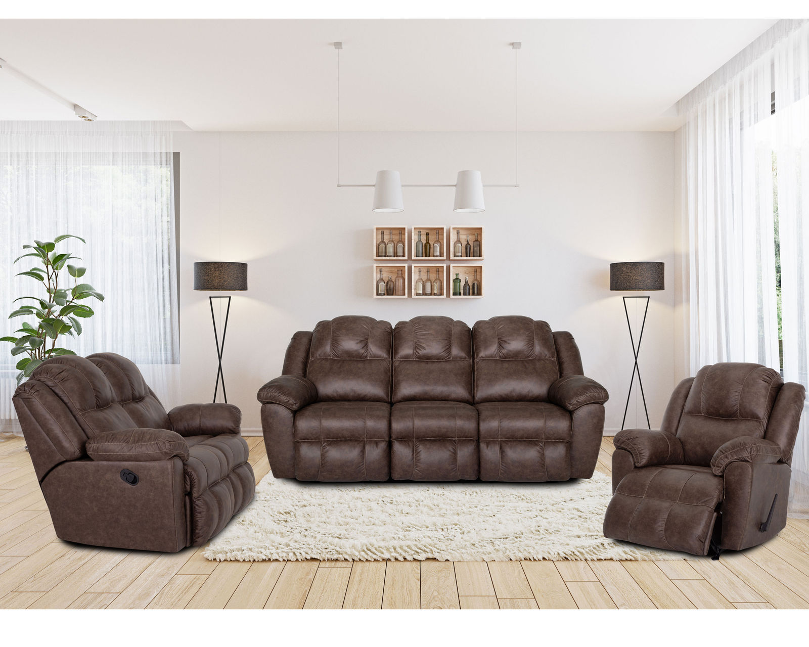 Castello 92" Reclining Sofa Walnut (A Best-Selling Favorite. Plush Comfort with a Distinctive Crowned Design) - Buy the piece or enjoy the entire room