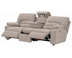 Tribute 90" Power Headrest Power Reclining Sofa Stone (center drop-down table - built-in reading lights, stainless-steel cupholders, USB charging and wireless charging - drop down table)