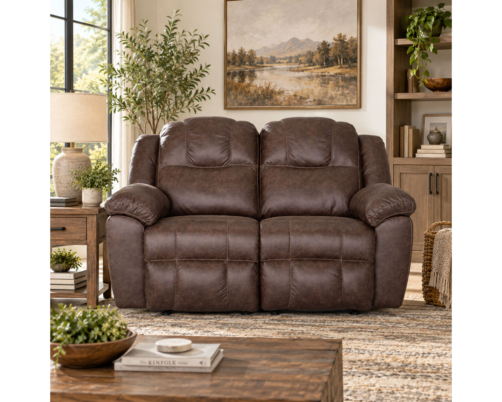 Castello 92" Reclining Sofa Walnut (A Best-Selling Favorite. Plush Comfort with a Distinctive Crowned Design) - Power Recline with USB Charging Available