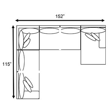 Layout E: Four Piece Sectional 115" x 152"