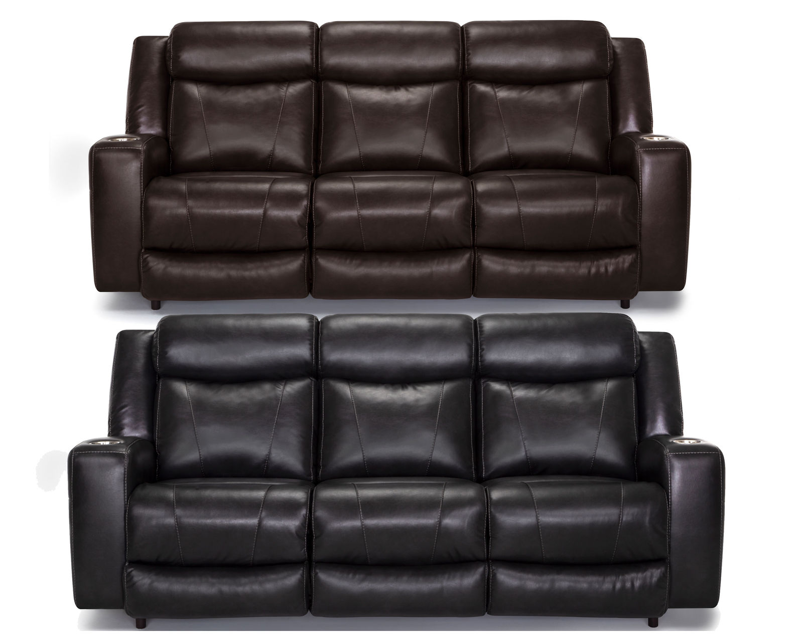 Carver 91" Power Headrest Power Reclining Sofa w/ Dropdown Table (Faux leather) - Choice of Chocolate or Black Leather Like Fabric