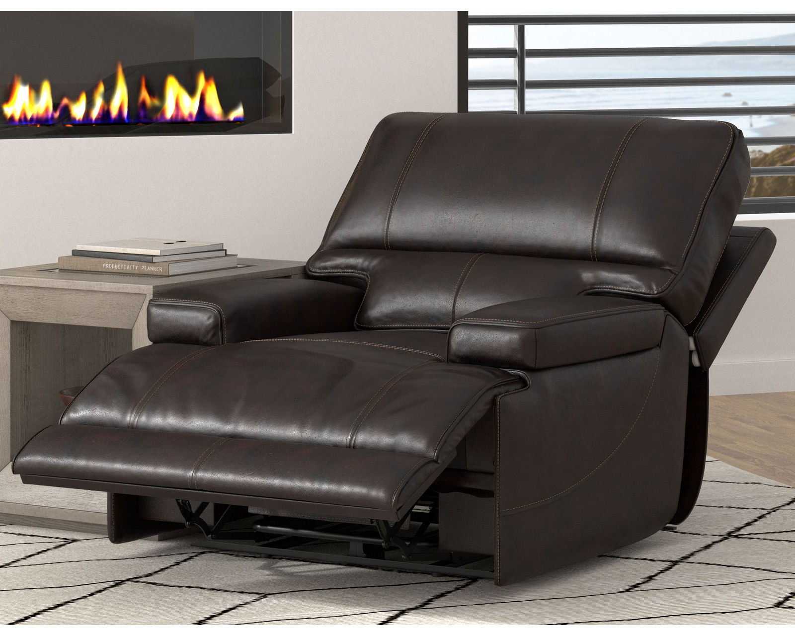 Whitman 89" FreeMotion Cordless Power Reclining Sofa (Battery Operated) Coffee (In stock - Fast shipping) - Whitman Cordless Power Headrest Power Recliner