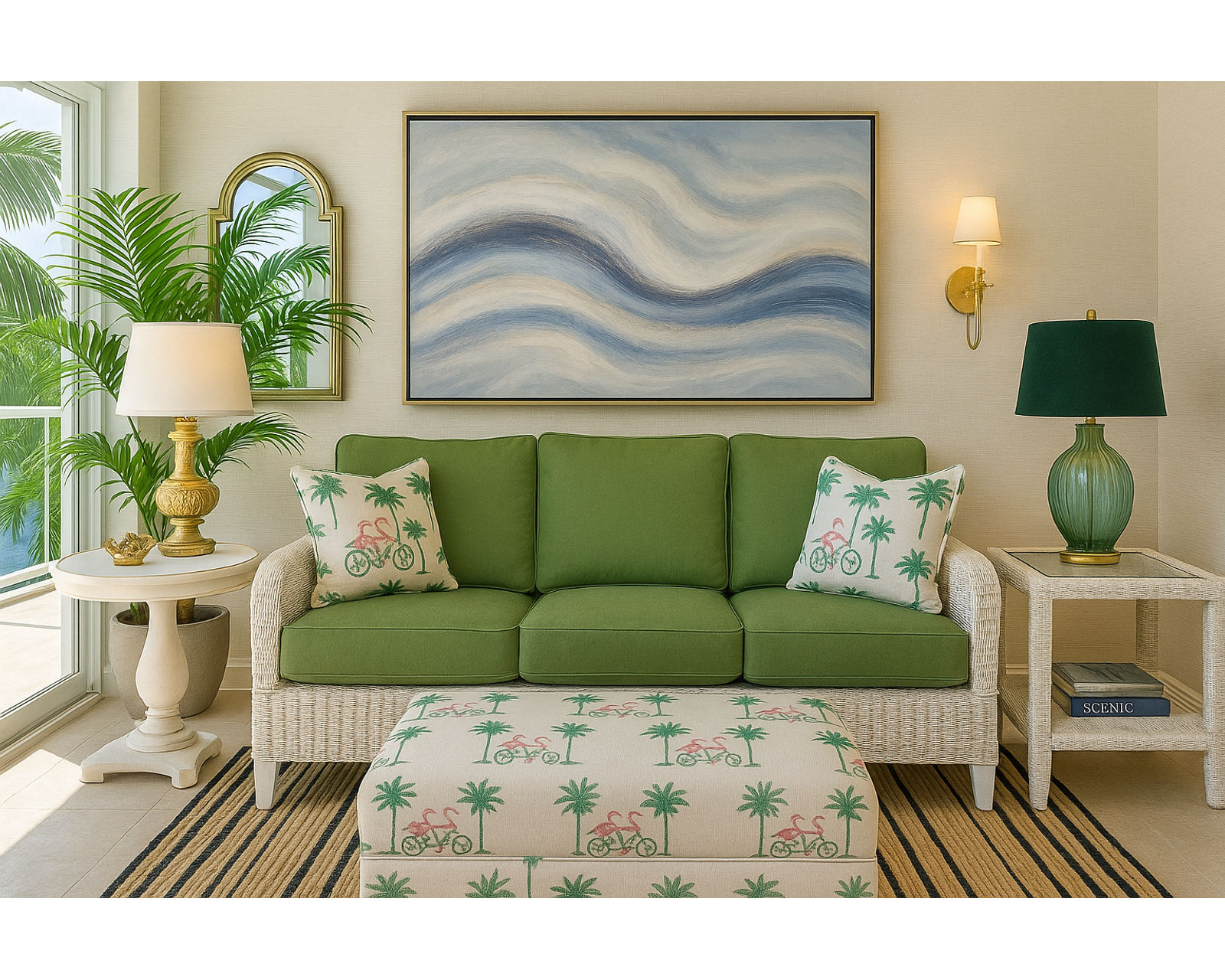 Gibraltar 75" Rattan Sofa Blue (+28 finishes - 69 fabrics) - Gibraltar 75" Sofa