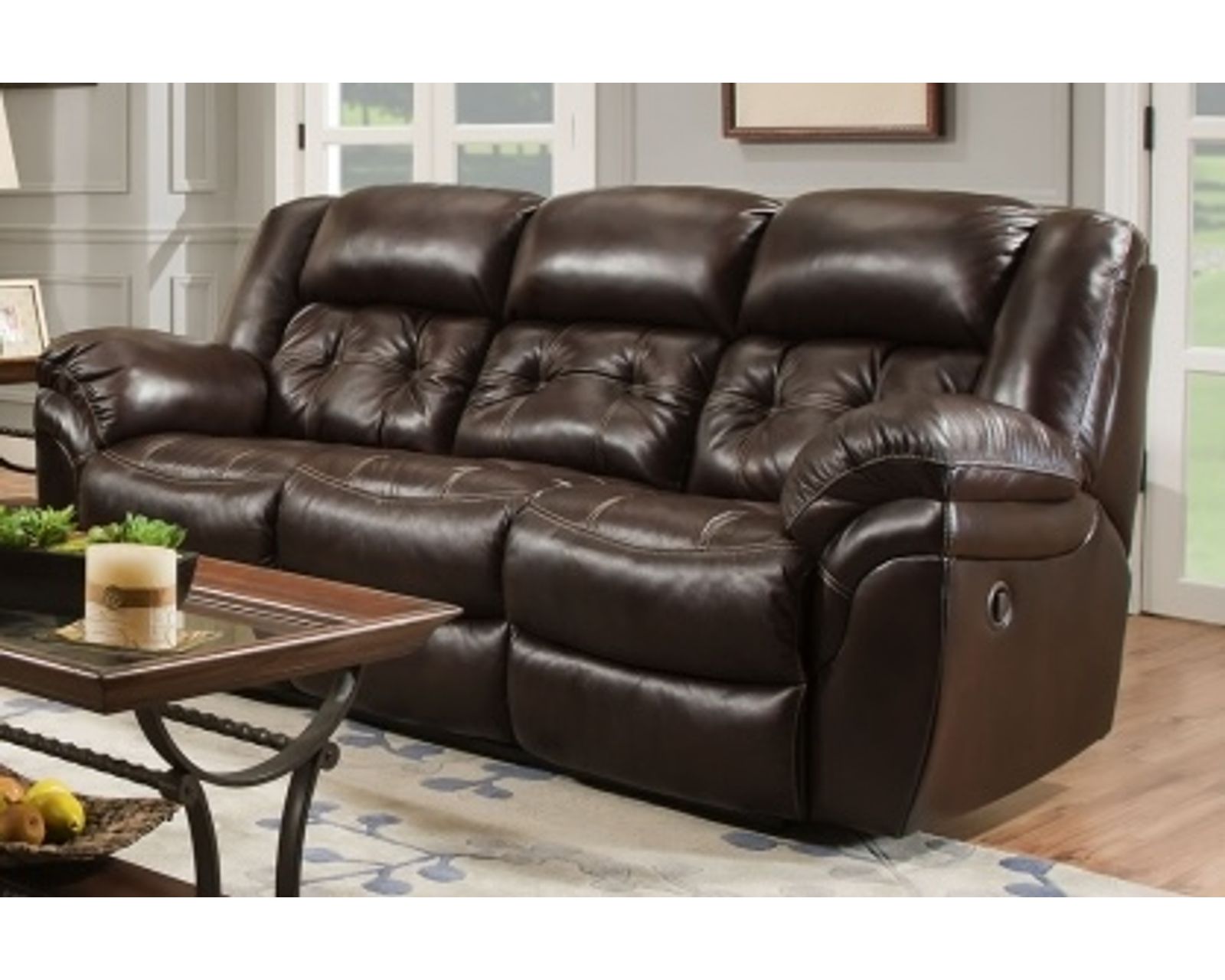 Denver 81" Reclining Console Loveseat Chocolate (In stock) - Denver Double Reclining Sofa