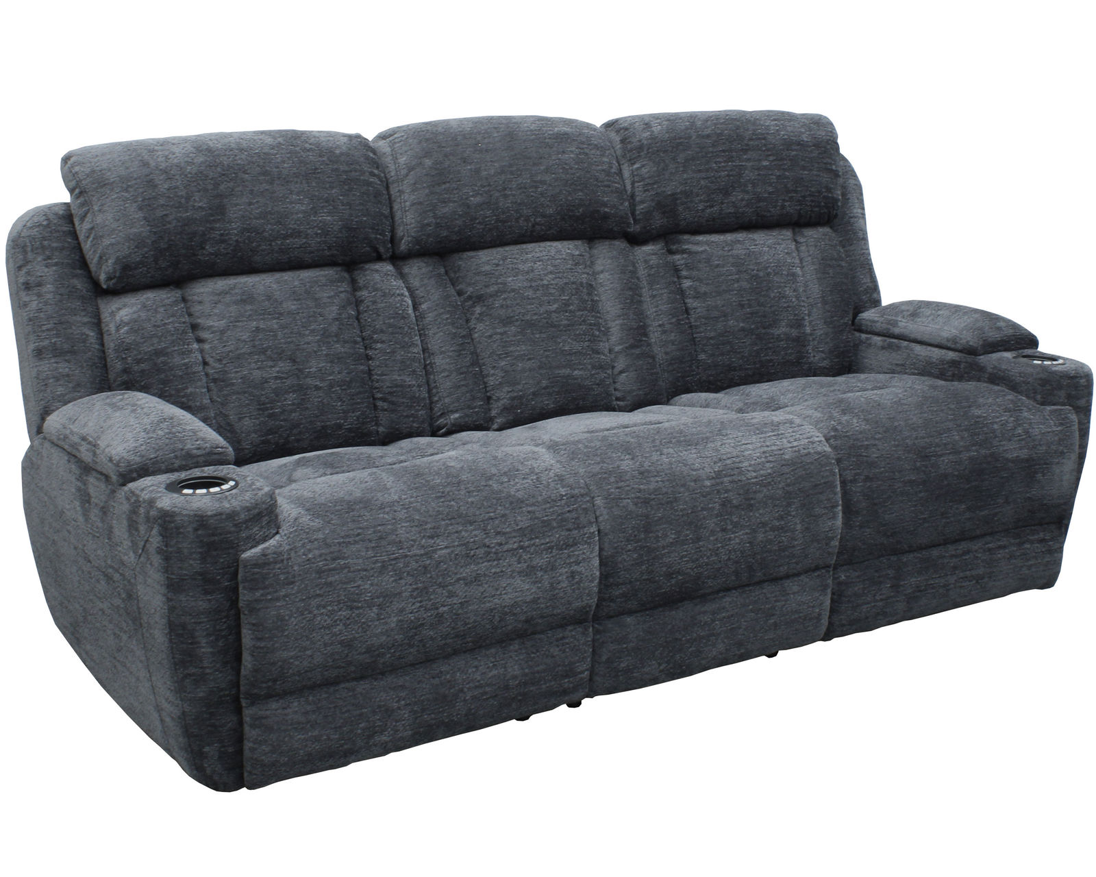 Dalton 89" Power Headrest Power Reclining Sofa with Reading Light and Drop Down Console Charcoal (In stock - Fast shipping) - 	Dalton Power Headrest Power Reclining Console Sofa