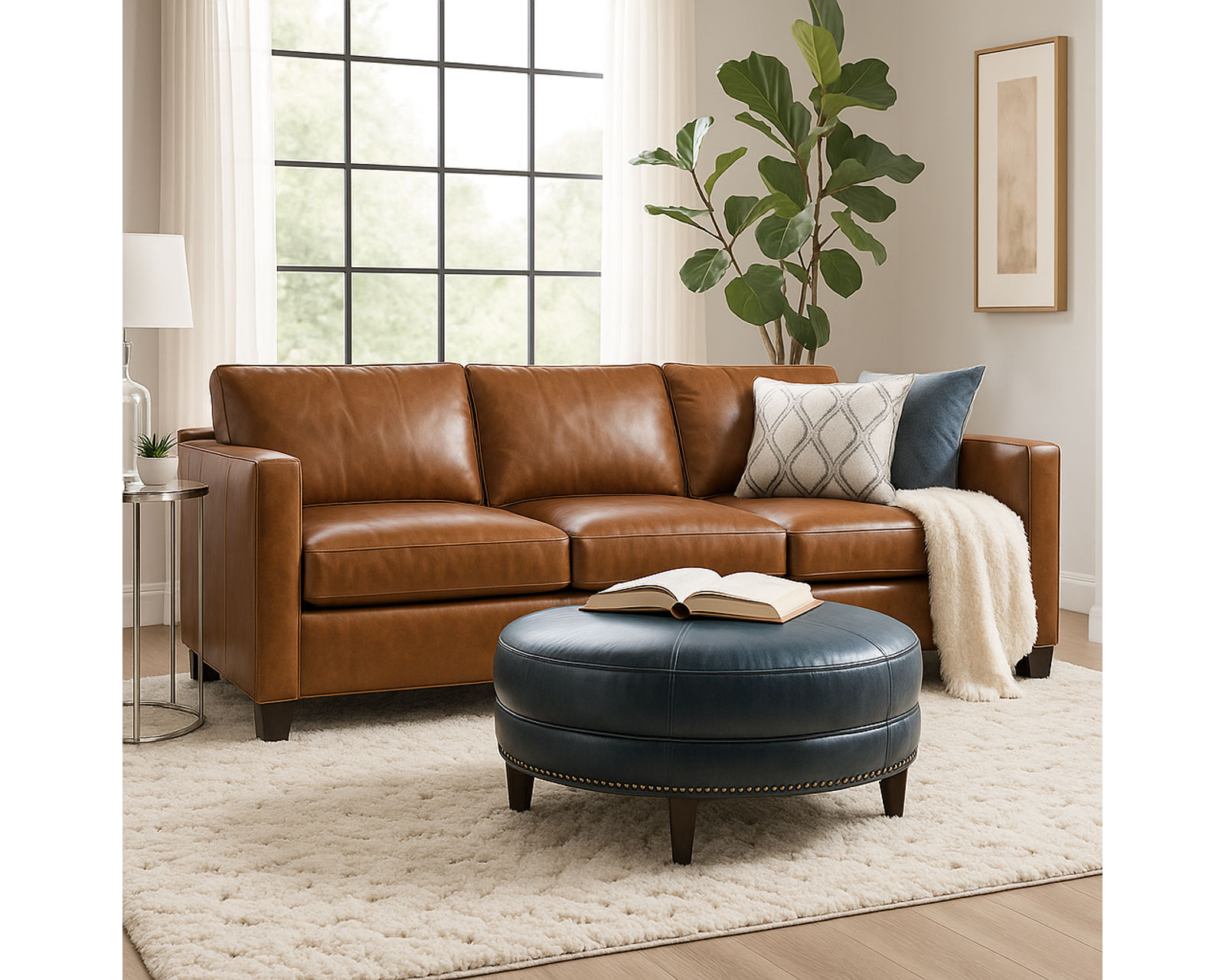 Bradington Young Eliana 634 Sofa (12 leathers) 8-Way Hand Tied - 	Eliana Stationary Sofa 8-Way Hand Tie