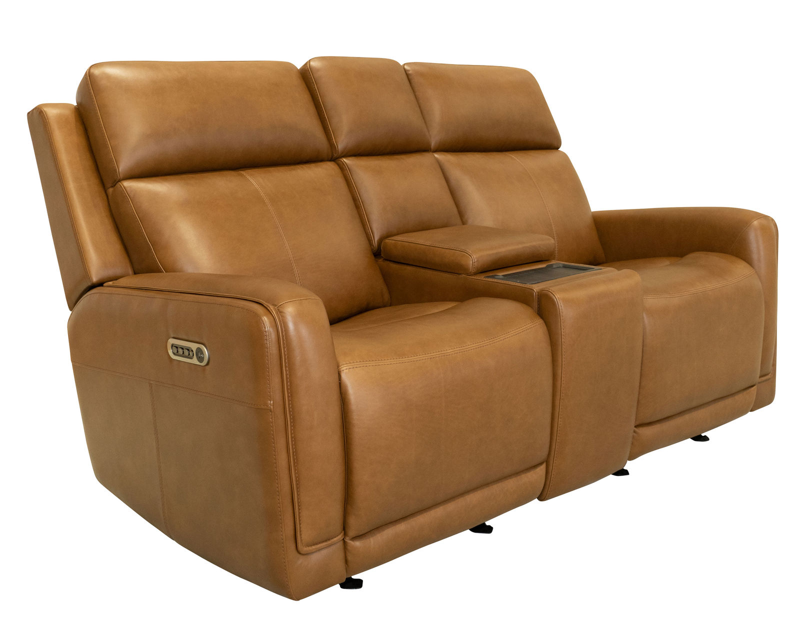 Alister 71" Leather Power Gliding Loveseat with Console, Power Headrests & Lumbar (+3 colors) in stock