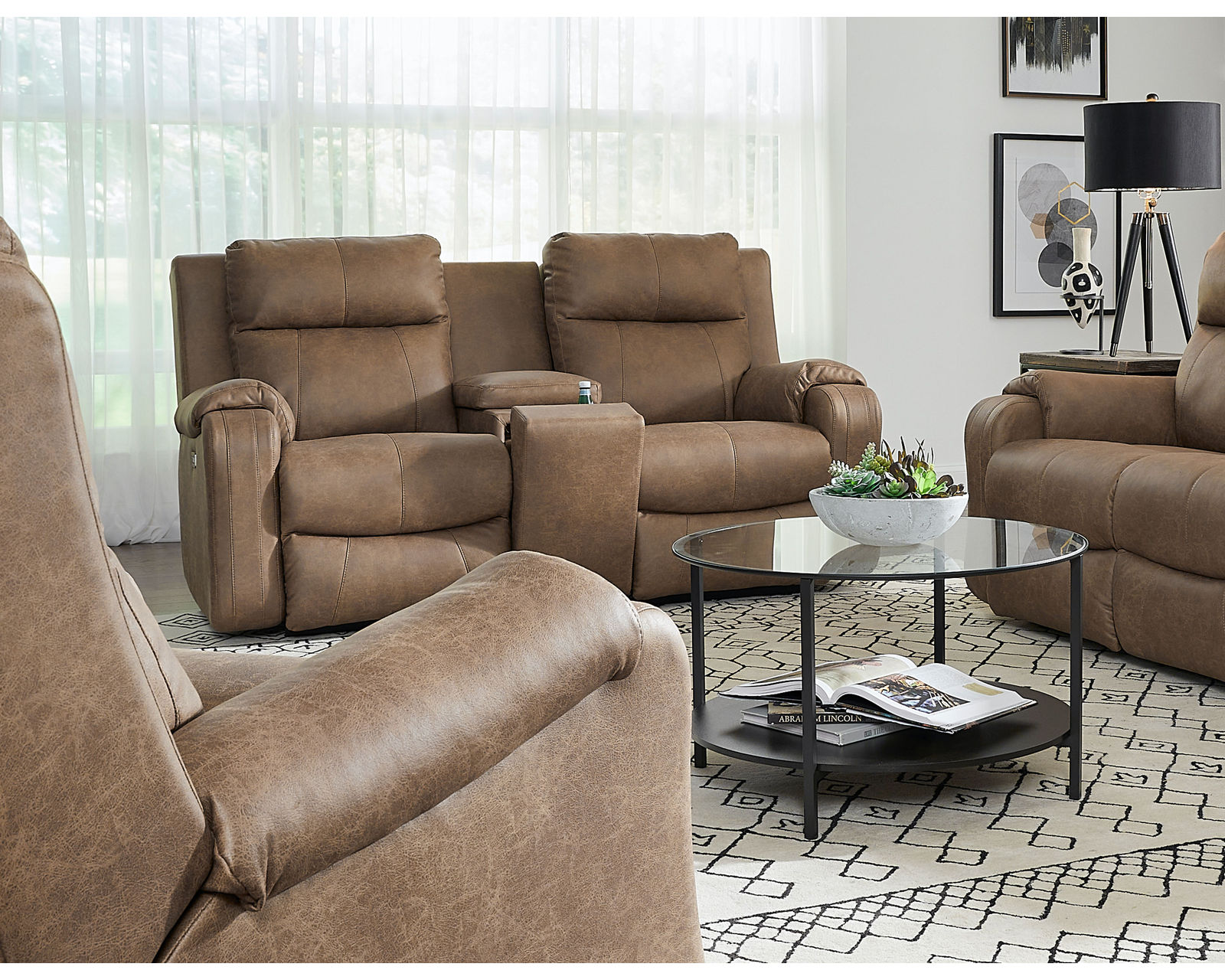 Contour 83" Double Reclining Sofa (+150 fabrics and leathers) - Contour Double Reclining Console Loveseat