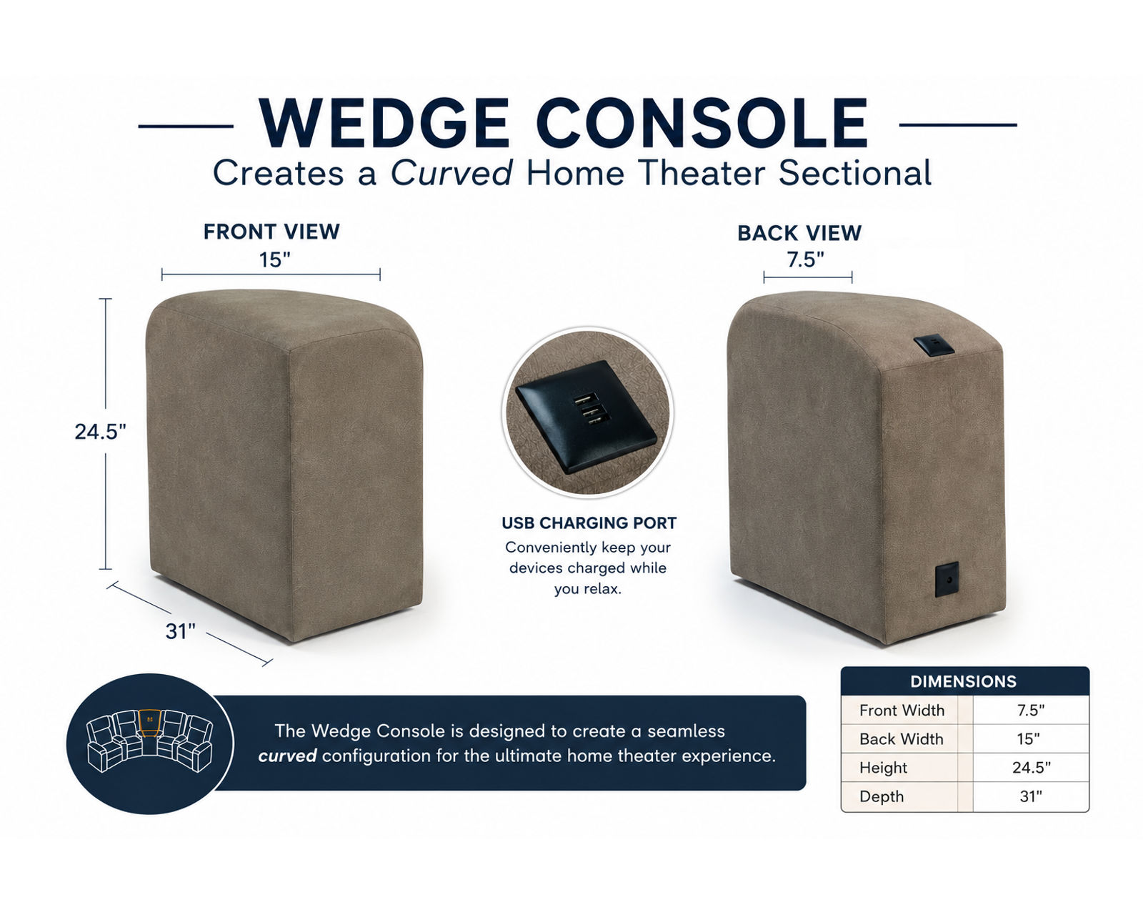 Cameo Home Theater Sectional (+100 fabrics) - Premium Quality. Personalized for Your Home.