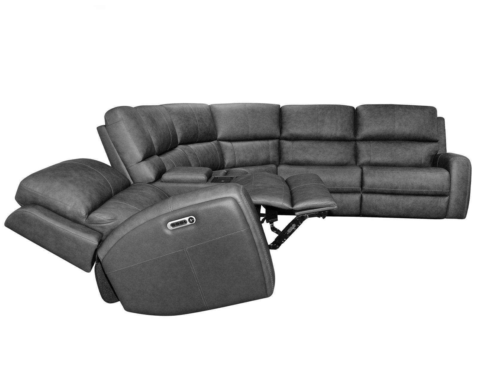 Linden 1043 Triple Power Zero Gravity Reclining Sectional (2 colors) in stock - Layout A: Six Piece Reclining Sectional 121" x 108"