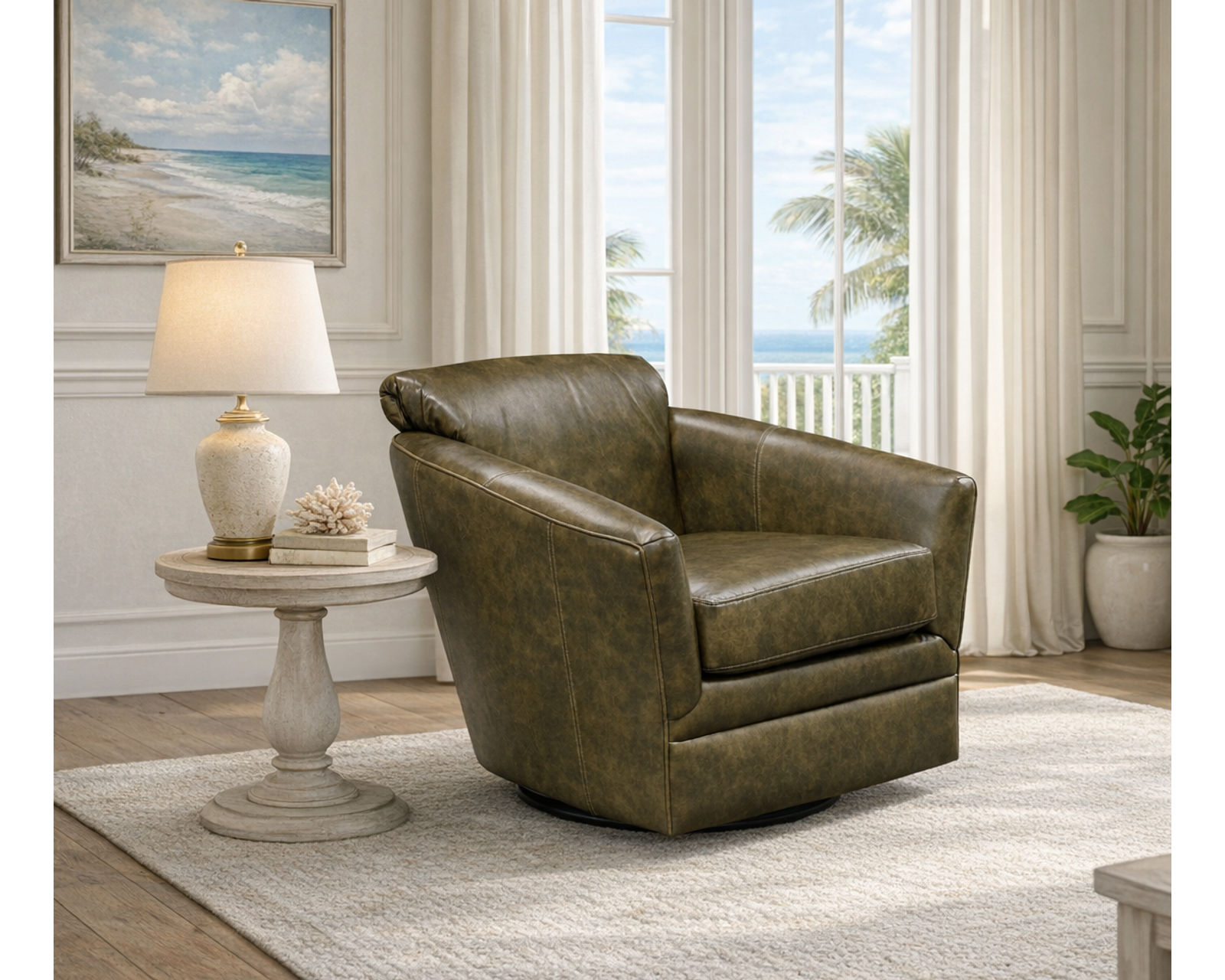 Lyra L100 Leather Swivel Glider 29 Top-Grain Leather Choices - 	Lyra Leather Swivel Glider