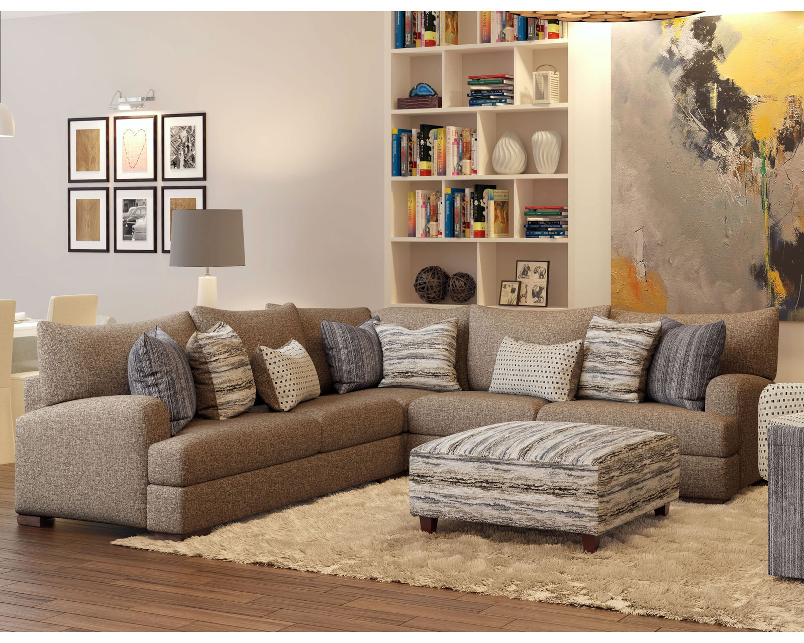 Marty Fossil 4 Piece Sectional (Includes Pillows) 111" x 111"