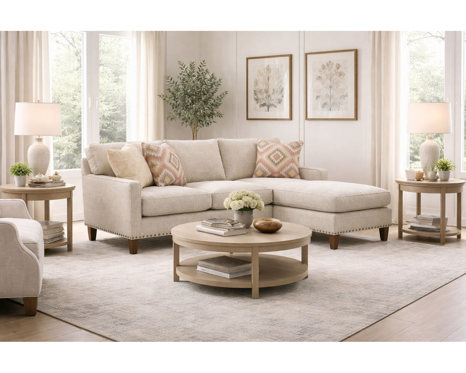 Paula Deen 252 Your Way Sofa Chaise Sectional (+100 High Performance Fabrics) - Layout B: Two Piece Sectional 92" x 65"