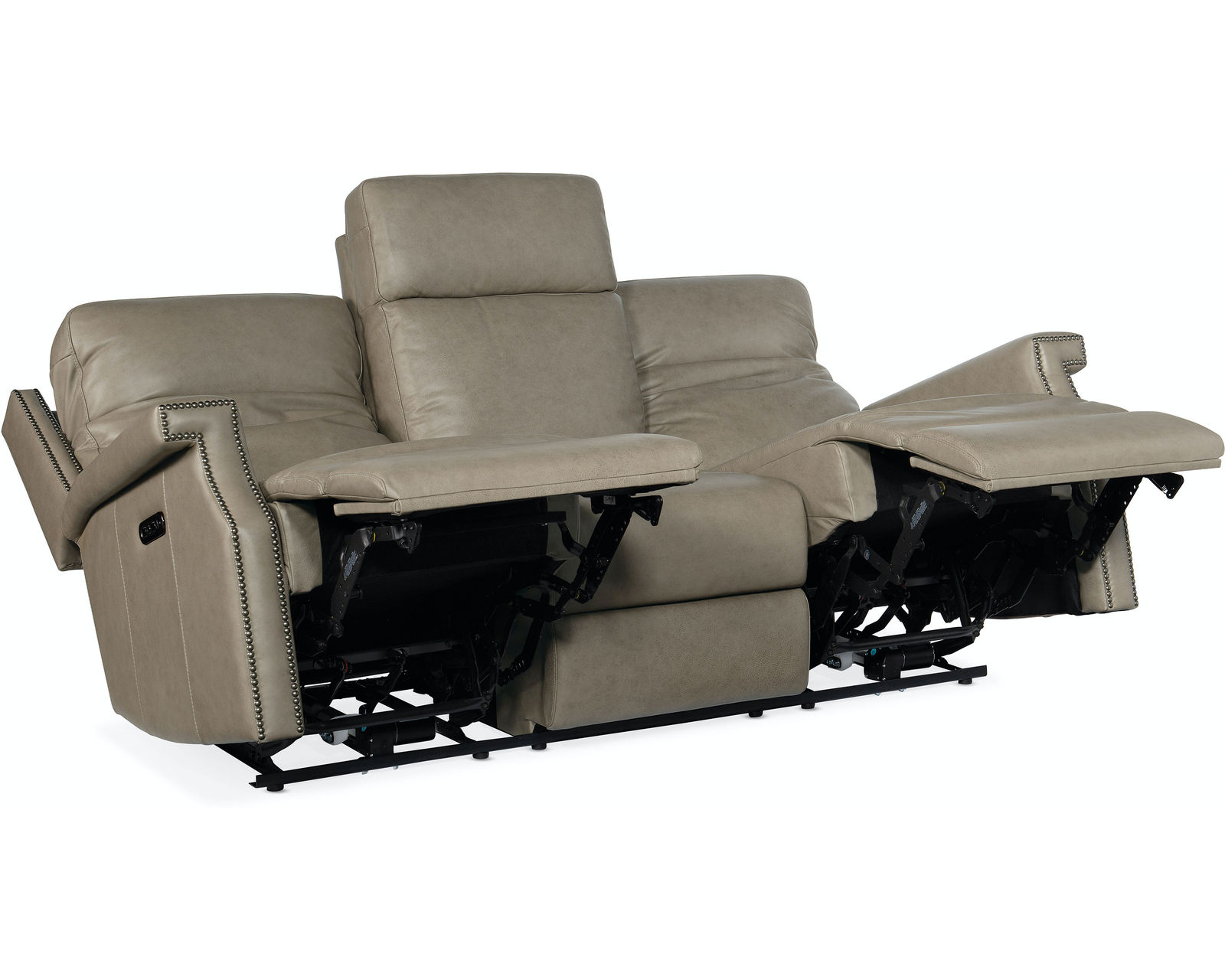 Vaughn Zero Gravity Sofa with Power Headrest (Stone Leather) Zero Gravity - In stock - finished top grain leather called Shattered Stone.