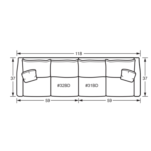 Layout A: Two Piece Sectional 118" wide
