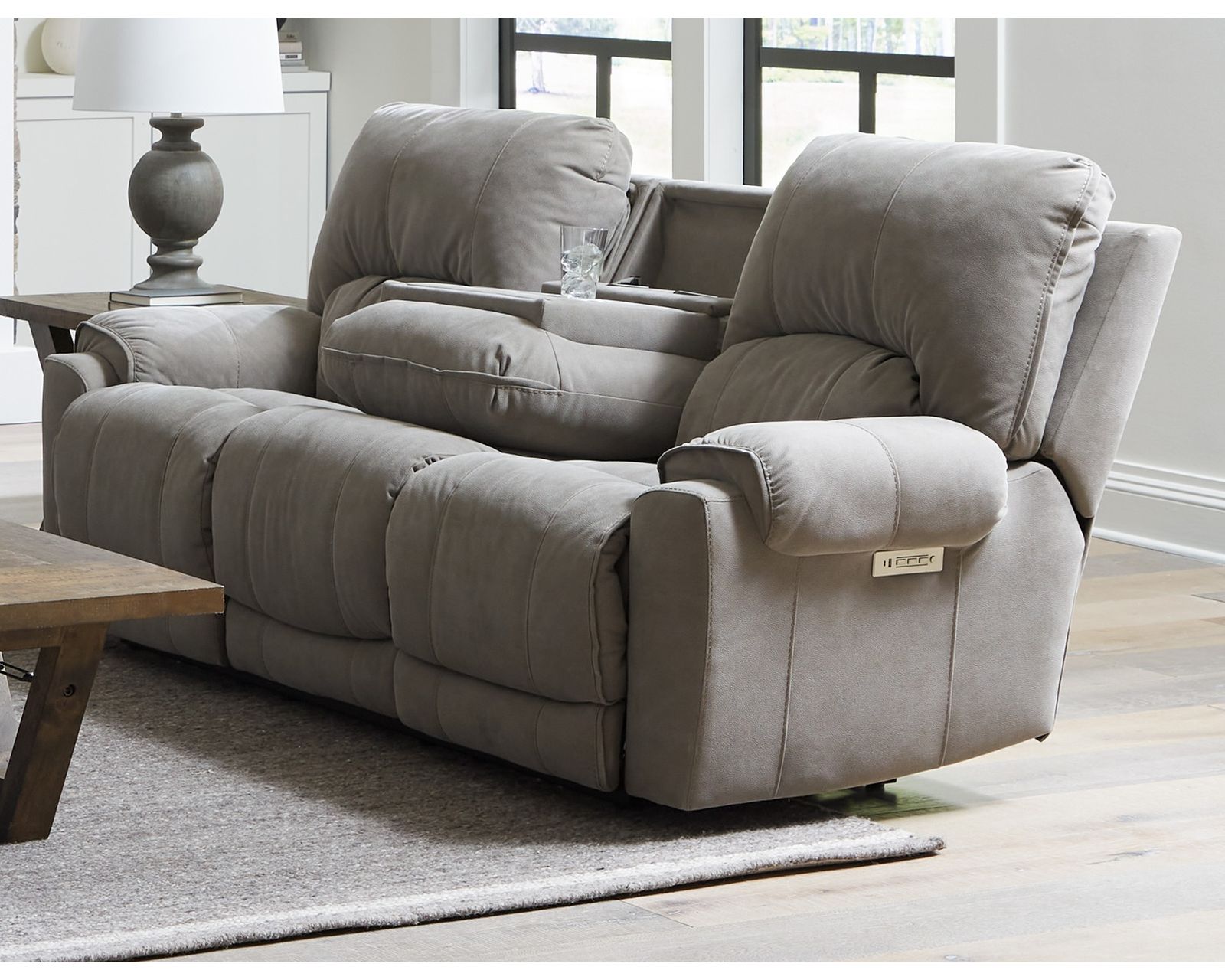 Havana 88" Triple Power Reclining Sofa with Center Drop Down Table (In stock) - Havana 88" Zero Gravity Triple Power Reclining Sofa with Drop Down Table