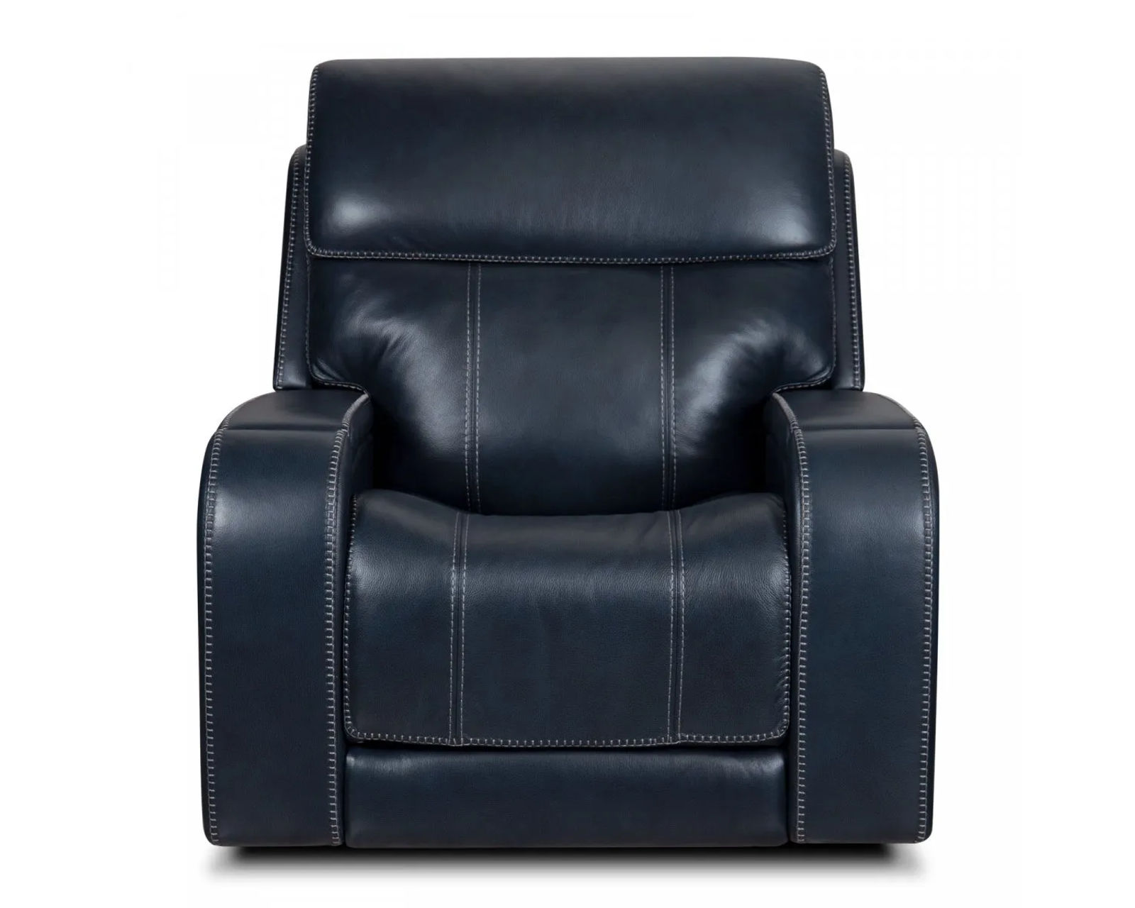 Glenwood 88" Leather Sofa w/Power Recline, Power Head Rests & Power Lumbar (Lay Flat) Steel - In stock - Also available in leather color Ocean