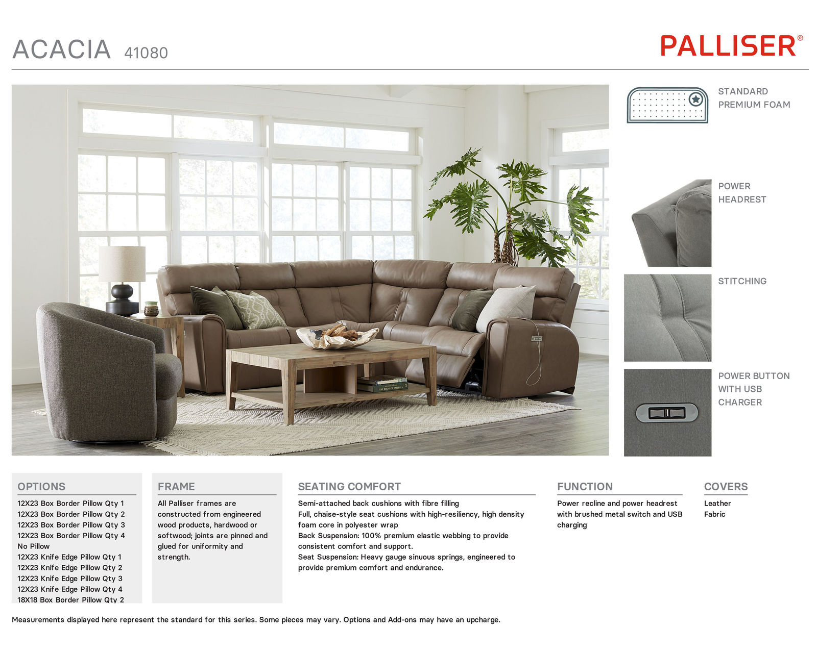 Ace 41472 Triple Power Home Theater Sectional (+200 colors)