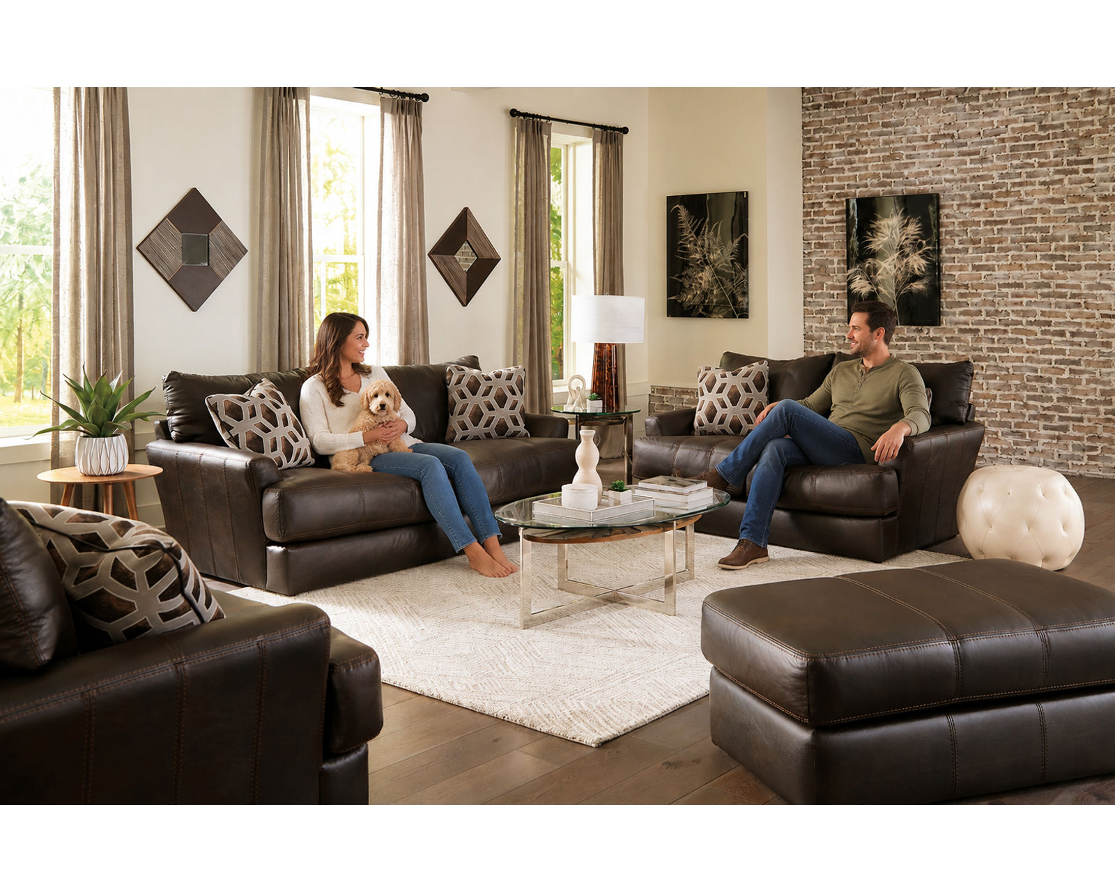 Prato Top Grain Leather Touch 85" Sofa (2 colors) includes pillows