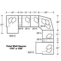 Layout I: Eight Piece Sectional 170" x 139"