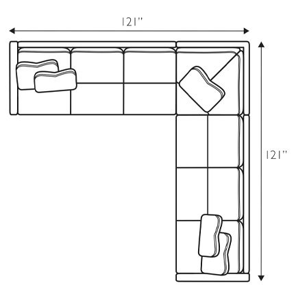 Layout C: Three Piece Sectional 121" x 121"
