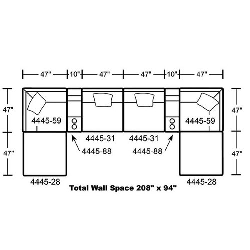 Layout H: Eight Piece Sectional 94" x 208" x 94"