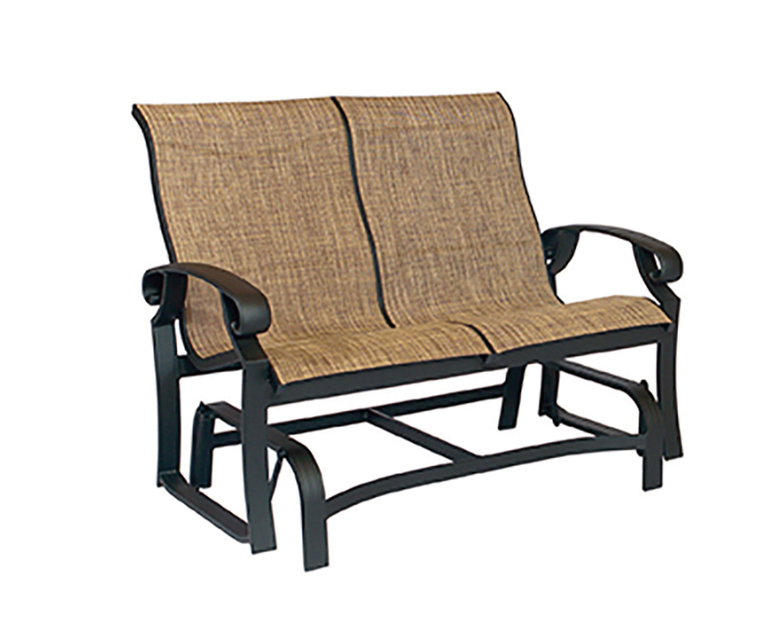 Monterey Sling Outdoor Glider Loveseat (24 fabrics - 8 metal finishes) - Monterrey Sling Outdoor Glider Loveseat (Made to order fabrics and finishes)