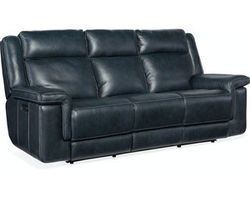Montel Lay Flat Leather Power Sofa with Power Headrest &amp; Lumbar (Cobalt) In stock