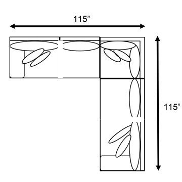 Layout F:  Three Piece Sectional 115" x 115" 