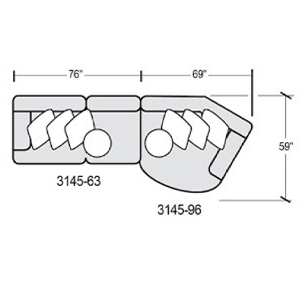 Layout A: Two Piece Sectional 145" x 59"