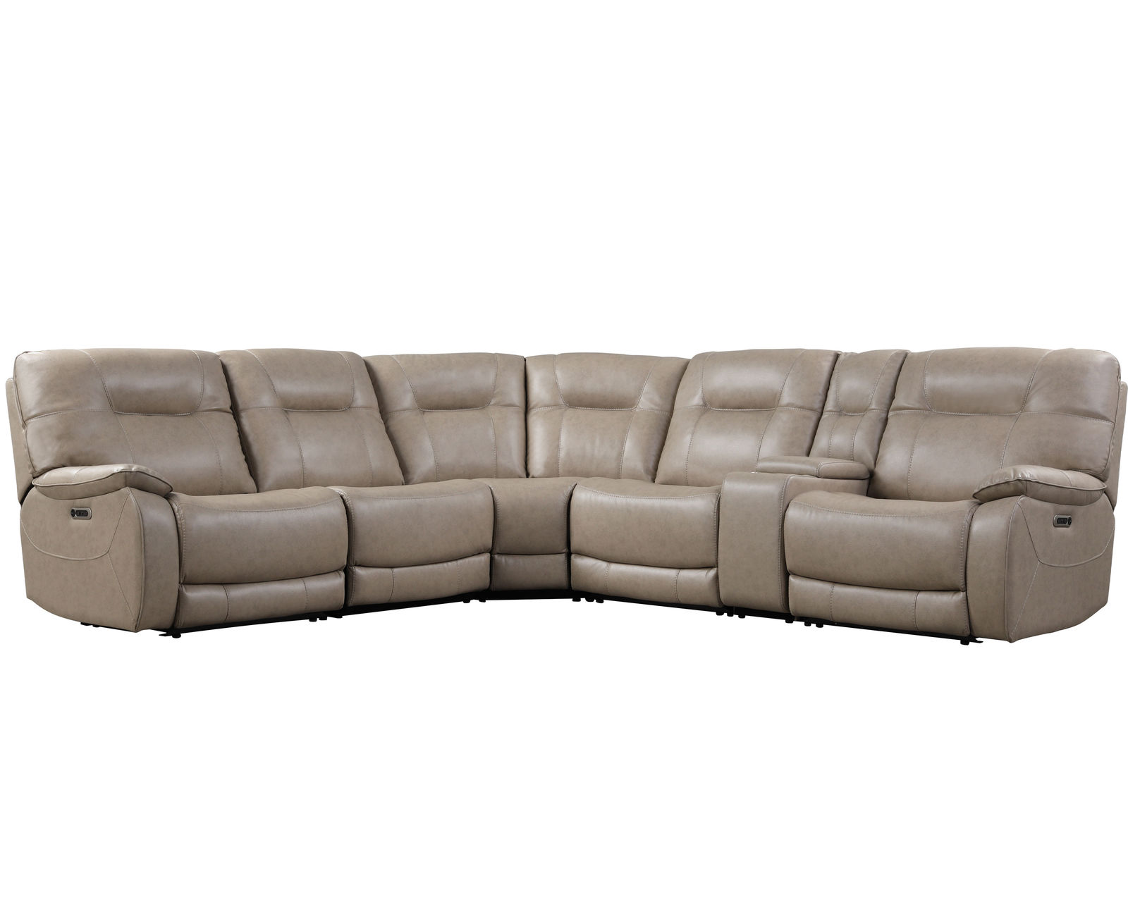 Axel Power Headrest Power Reclining Sectional in Parchment (In stock) - Axel 6 Pc. Power Headrest Power Reclining Sectional in Parchment (Leather like fabric)