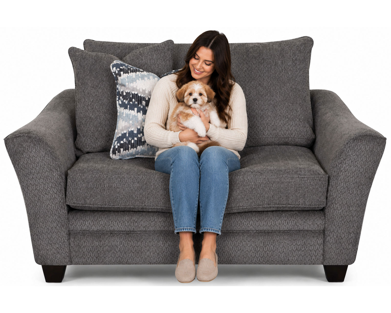 Eastbrook 99" Sofa (Contemporary Flare. Deep Comfort. Designed for Everyday Living) - Shown in Durable Polyester Color Charcoal