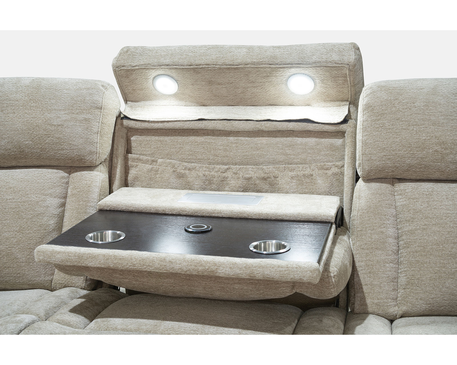 Dalton Power Headrest Power Recliner Fawn (In stock - Fast shipping) - Dalton Power Headrest Power Reclining Drop Down Console Sofa