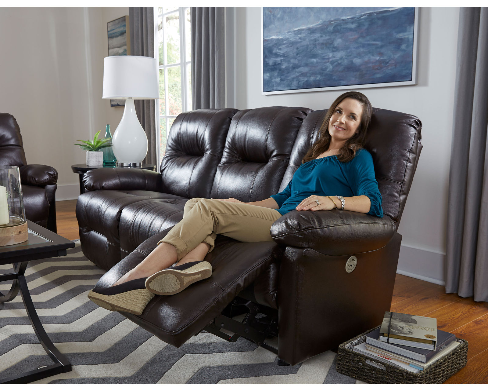 Zaynah Leather Double Reclining Sofa (+3 leathers) 87" - Zaynah Double Reclining Leather Sofa