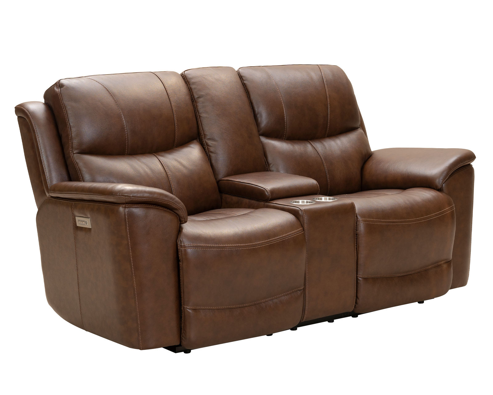 Kaden 88" Leather Power Headrest - Power Lumbar - Power Reclining Sofa (Brown) In stock - Includes Power Headrest - Power Lumbar - Power Recline