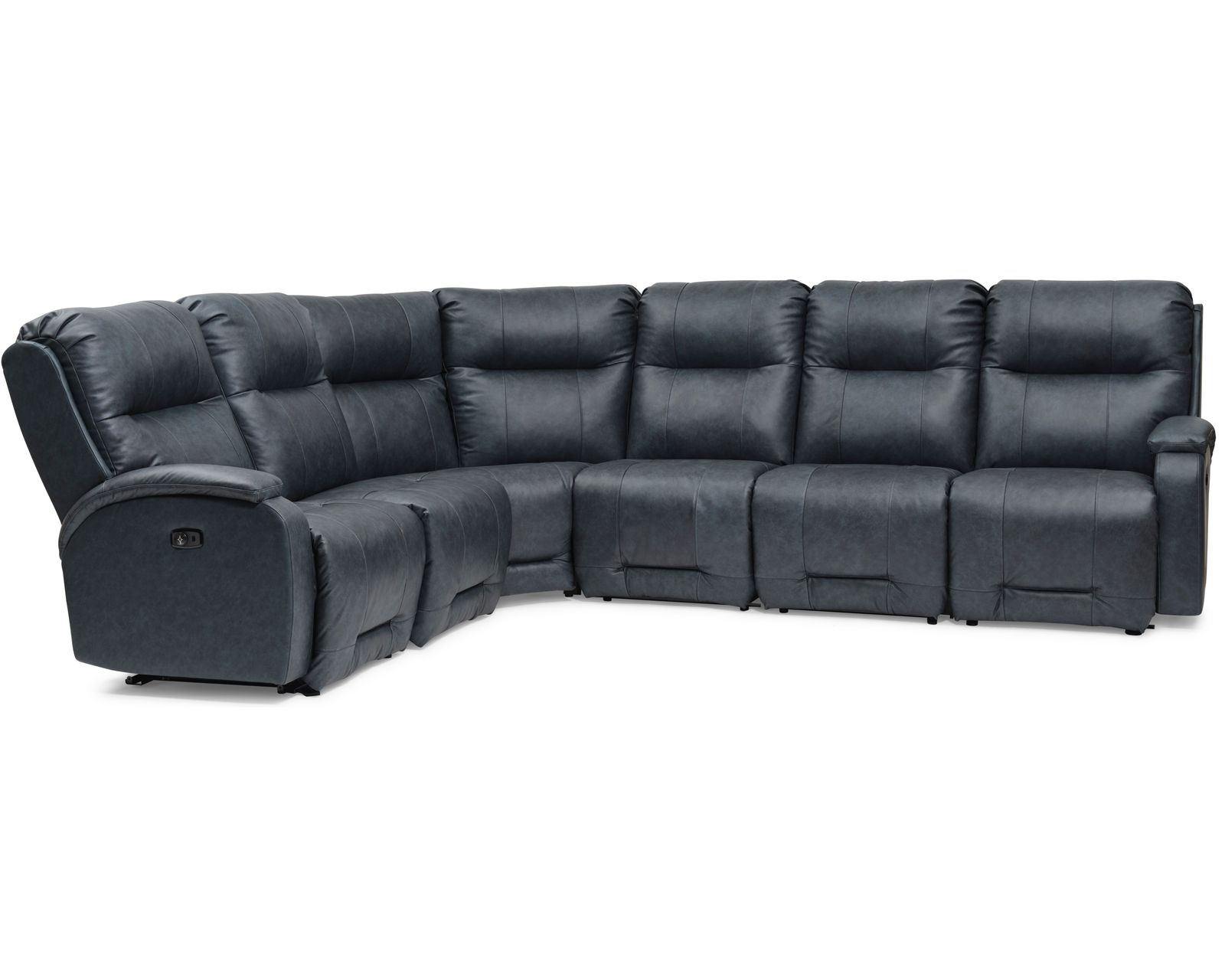 Maverly Leather Reclining Sectional (+46 leathers) - Layout E: Six Piece Reclining Sectional 101" x 125" or 125" x 101" (reversible) 2 recliners
