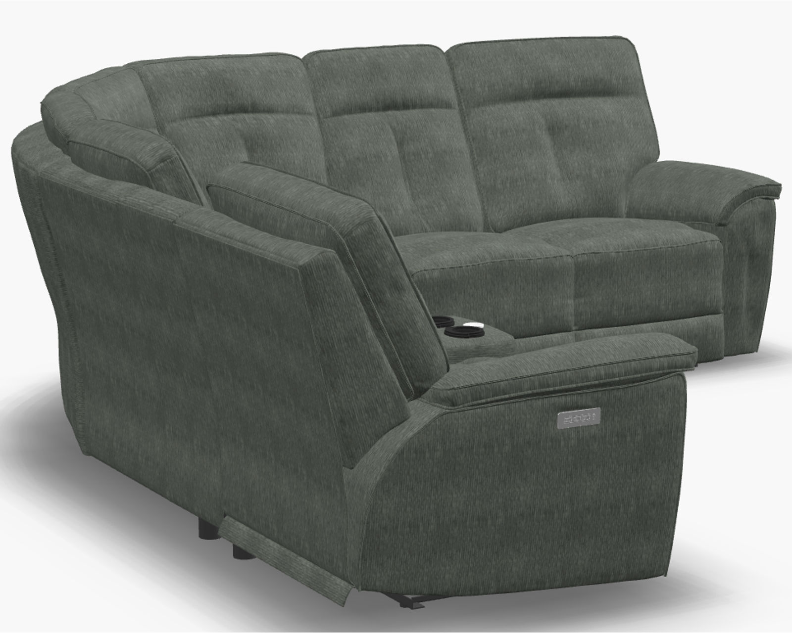 Oakley 41187 Power Headrest Power Reclining Sectional (+50 fabrics) - Layout C: Six Piece Sectional 122" x 109"