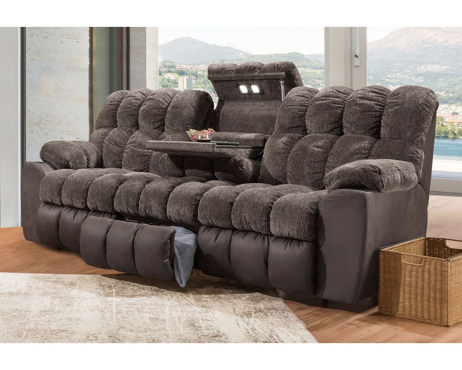 Westwood 88.5" Reclining Sofa with Drop-Down Table, Reading Lights, Cupholders & Storage Drawer (Movie-Night Comfort. Entertainment Built Right In) - Westwood — Your Front-Row Seat at Home.