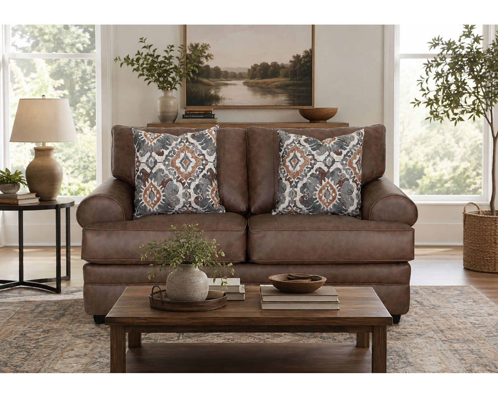 Langston 97" Sofa (Rich Leather-Like Style. Relaxed Comfort) - High-End Style. Down-to-Earth Prices.
