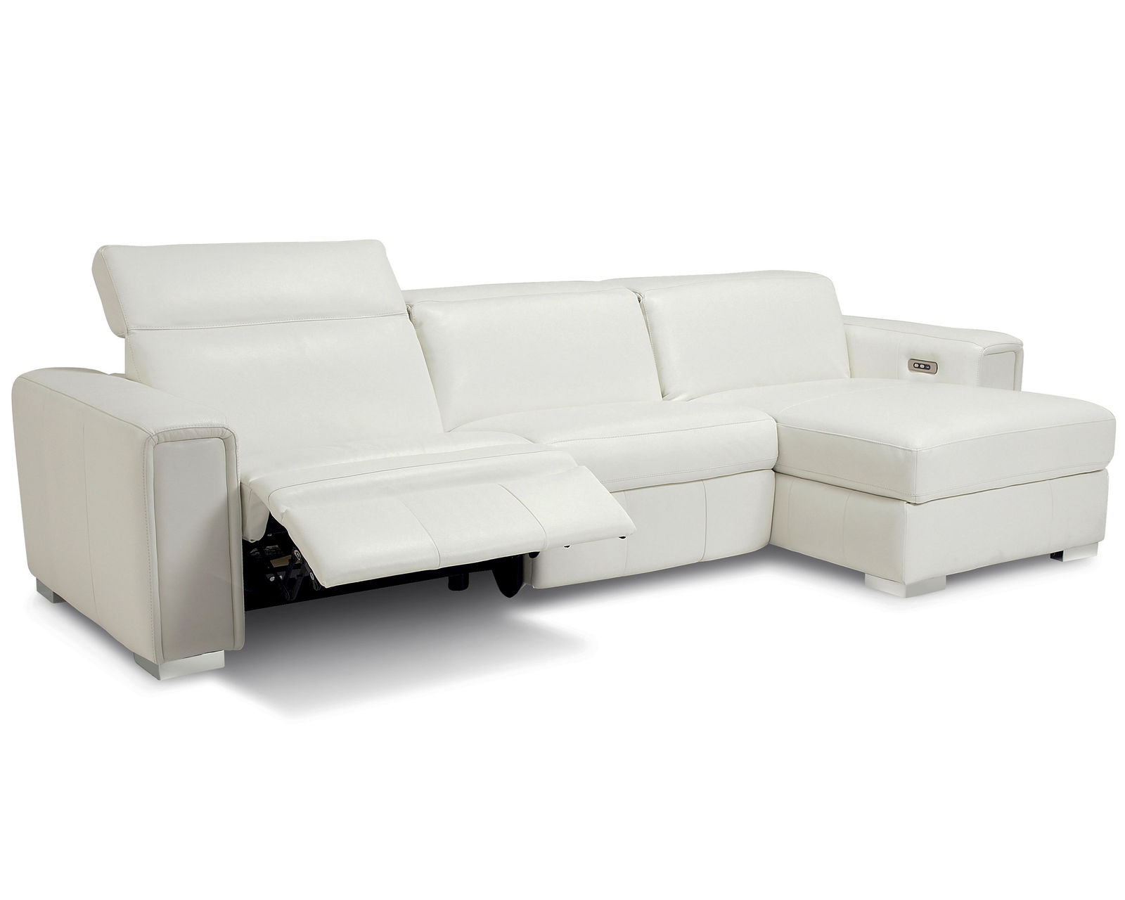 Titan 44004 Power Headrest Power Reclining Sectional (+100 leathers) - Layout H: Three Piece Sectional 120" x 63"