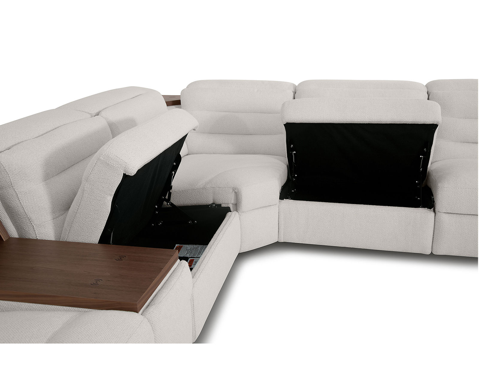 Lotus 44012 Reclining Sectional (+200 colors) - Armless Chair Features Storage