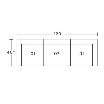 Layout A: Three Piece Sectional 40" x 120"