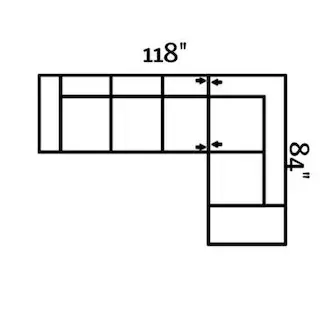 Layout E: Two Piece Sectional 118" x 84"
