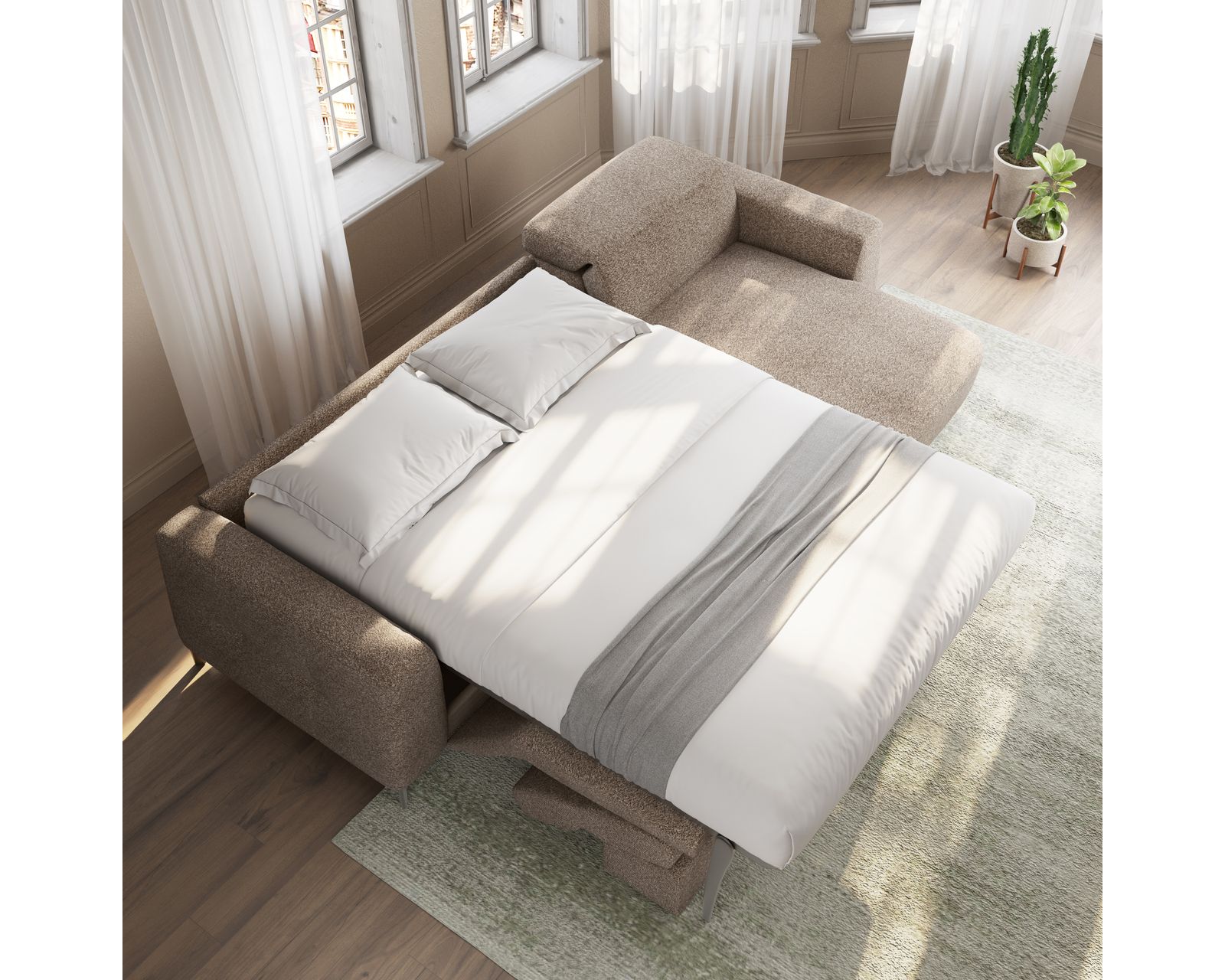 Capri C325 Chaise Sleeper Sectional (+45 fabrics) - Layout A: Two Piece Full Size Sleeper Sectional 111" x 65"