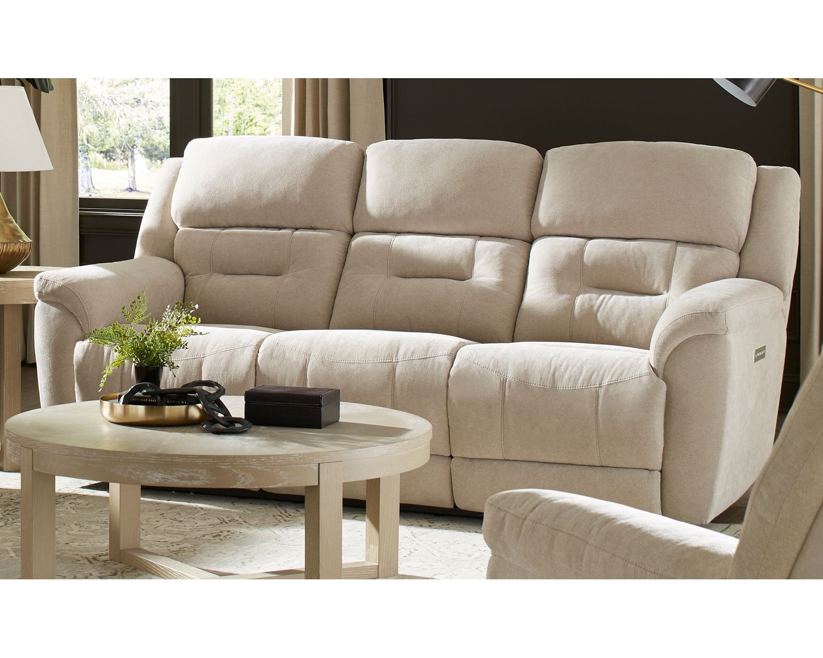 Knockout 79" Zero Gravity Triple Power Reclining Console Loveseat Tan (In stock) - Knockout 89" Zero Gravity Triple Power Reclining Sofa