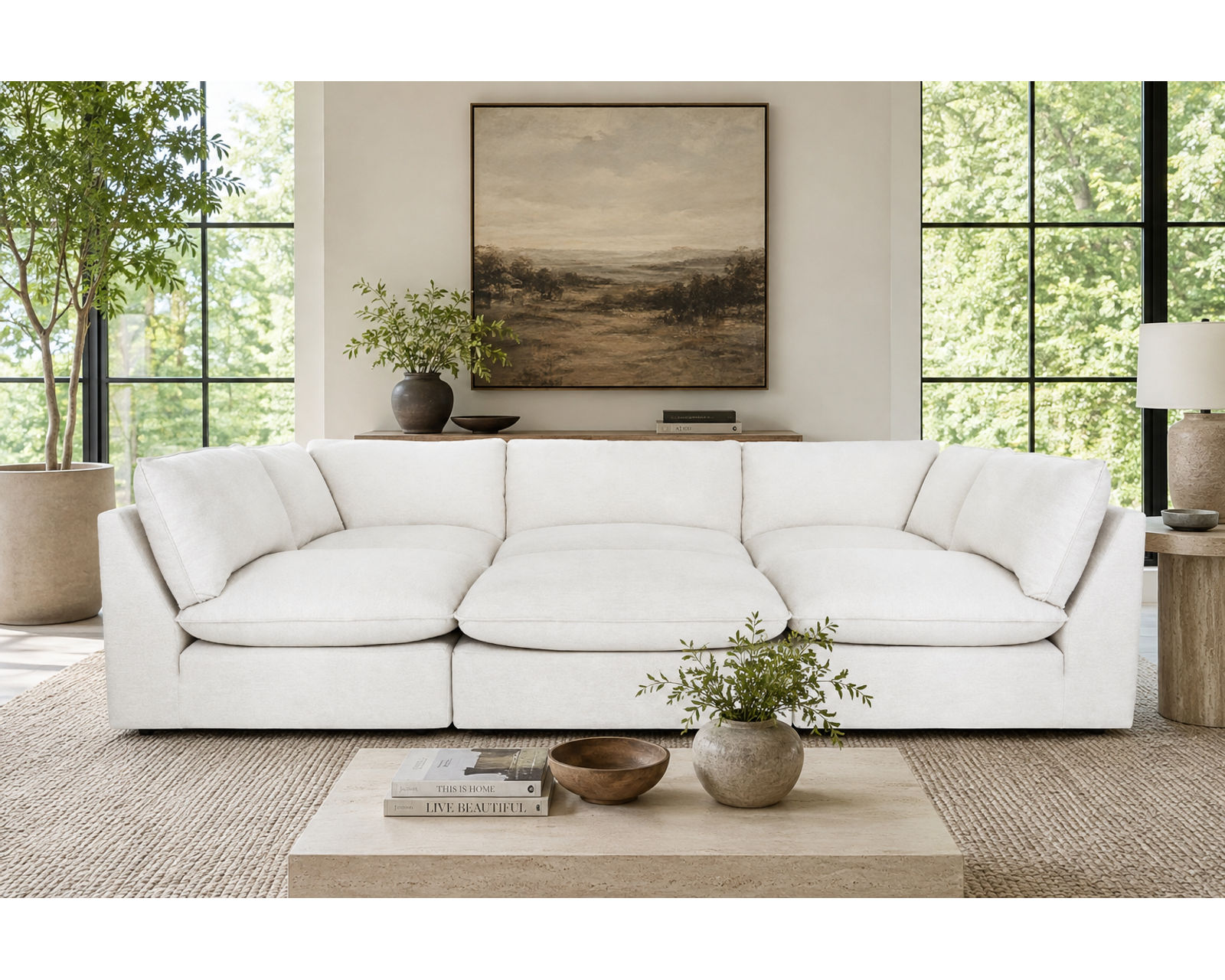 Boston 835 Modular Sectional (Elevated Style, Endless Possibilities) Performance Fabric - Layout I: Six Piece Sectional 80" x 120" x 80"