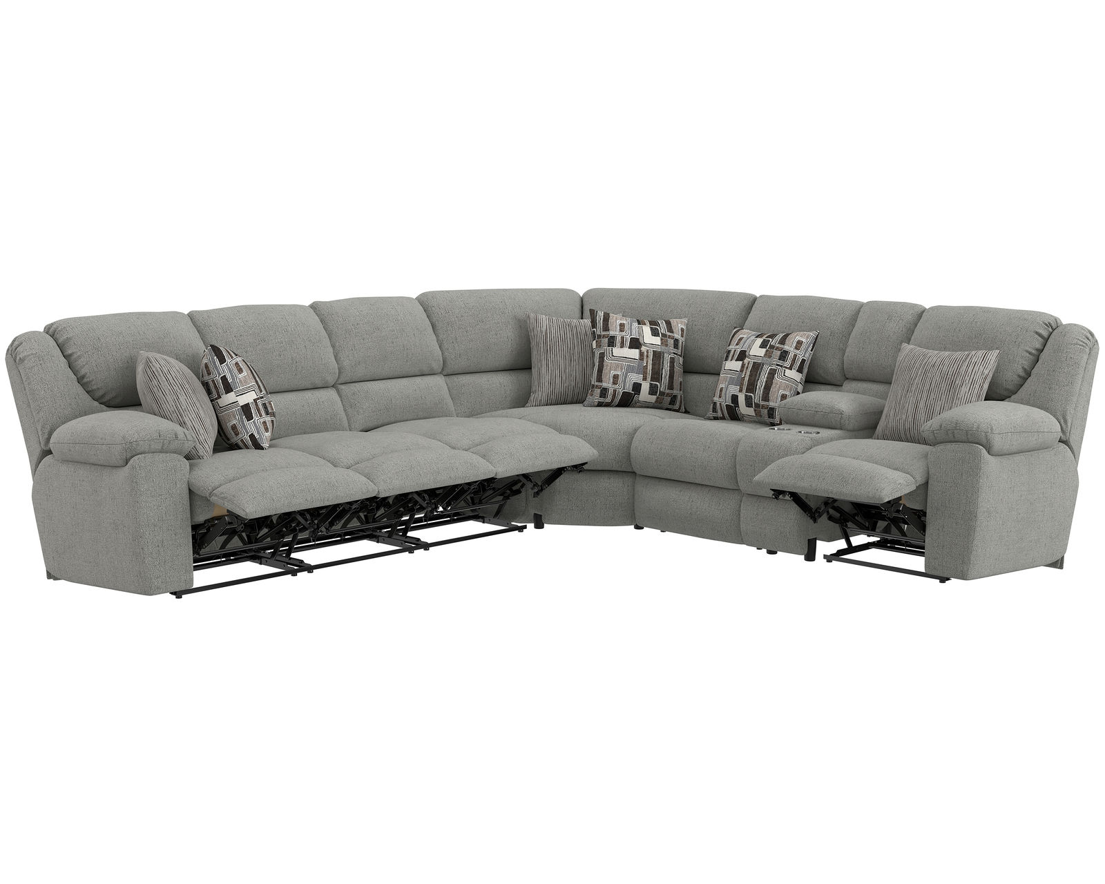 Quinn Three-Piece Reclining Sectional - Entertainment, Storage, Heat & Massage—Built Into One Incredible Sectional. - Reclining sofa features Three Recliners