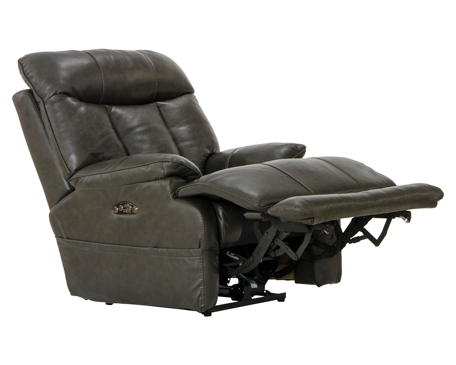 Naples Power Headrest Power Lay Flat Recliner w/Extended Ottoman - Italian Leather Luxury, Lay-Flat Relaxation & Extended Head-to-Toe Support (2 colors) - Shown in Leather Color Steel