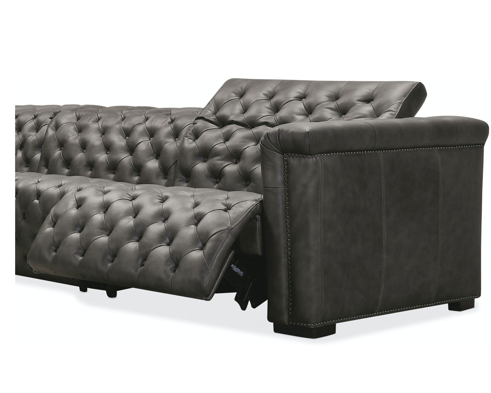 Savion Grandier Five Piece Leather Sectional with 2 Power Headrest Power Recliners